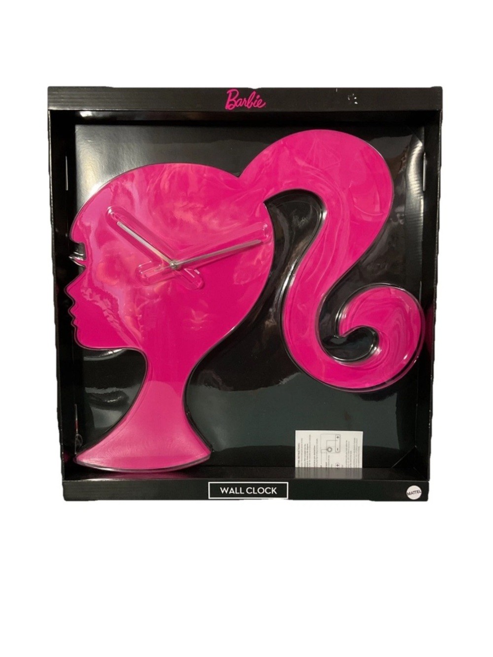 Mattel Barbie SilhouetteWall Clock Hot Pink Collectible Analog Clock 18.5x19